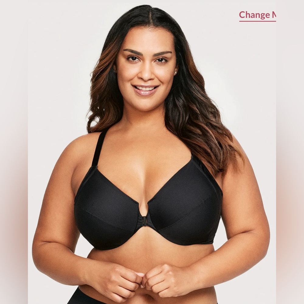Glamorise Front-Closure Smoothing WonderWire Bra Black 40G Style: 1247